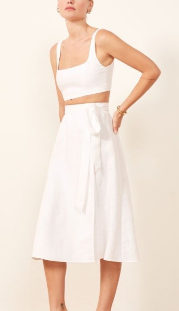 Reformation Molto white linen 2 piece